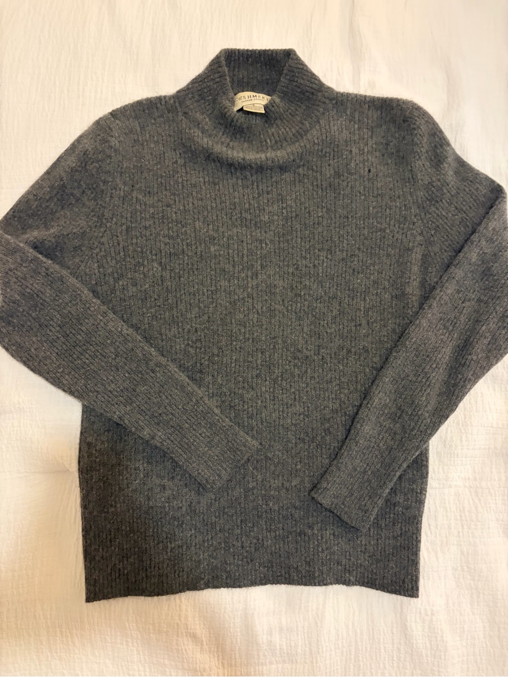 Women's 100% Cashmere Mock Neck Sweater - Gray